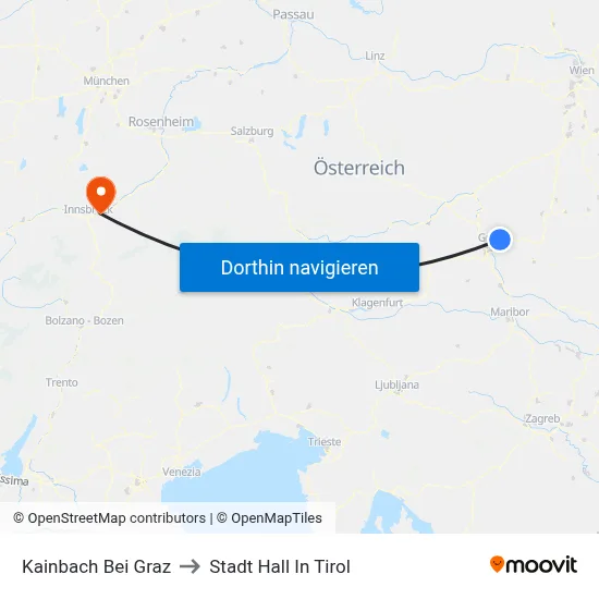 Kainbach Bei Graz to Stadt Hall In Tirol map