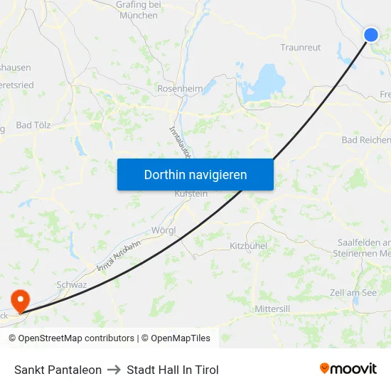 Sankt Pantaleon to Stadt Hall In Tirol map