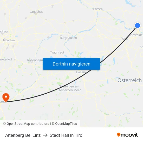 Altenberg Bei Linz to Stadt Hall In Tirol map
