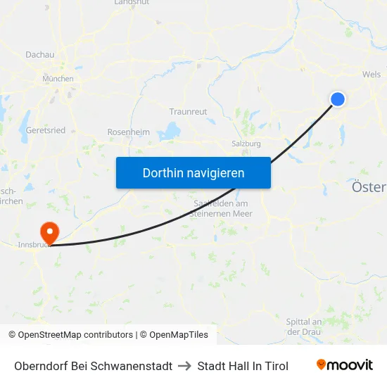 Oberndorf Bei Schwanenstadt to Stadt Hall In Tirol map