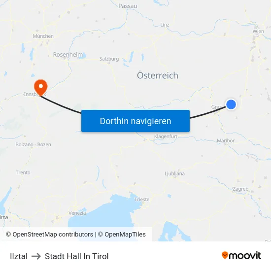 Ilztal to Stadt Hall In Tirol map