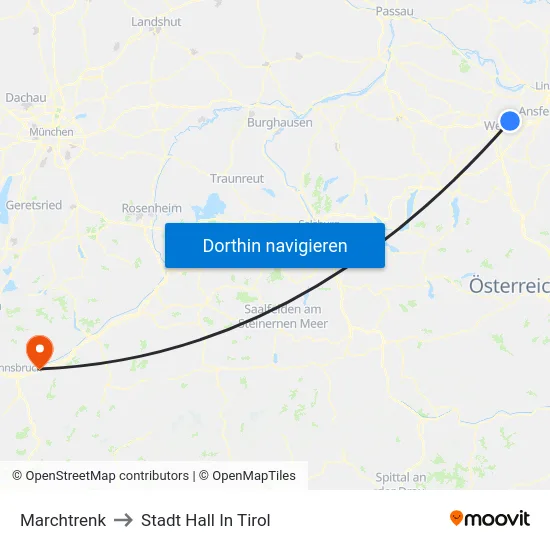 Marchtrenk to Stadt Hall In Tirol map