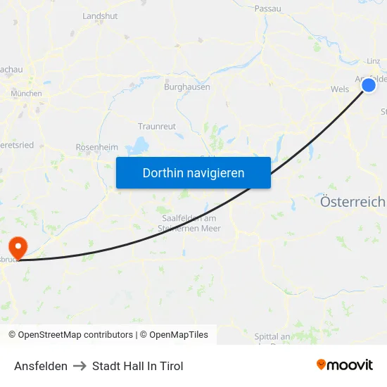 Ansfelden to Stadt Hall In Tirol map