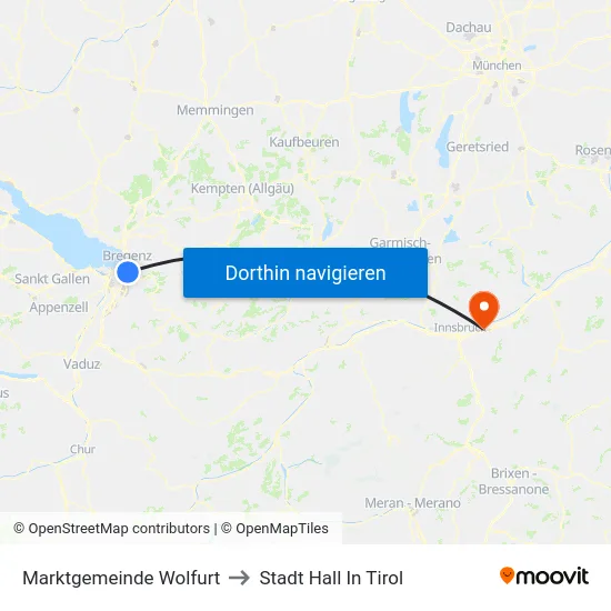 Marktgemeinde Wolfurt to Stadt Hall In Tirol map