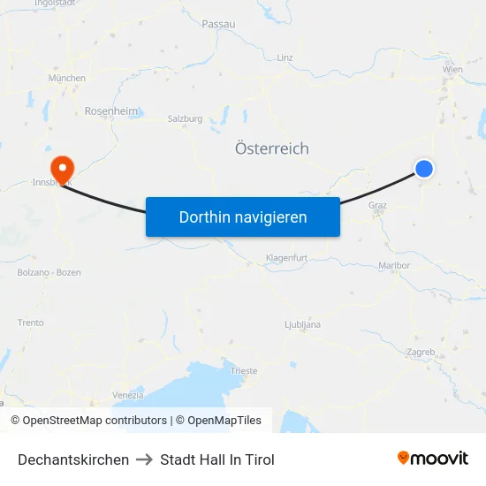 Dechantskirchen to Stadt Hall In Tirol map