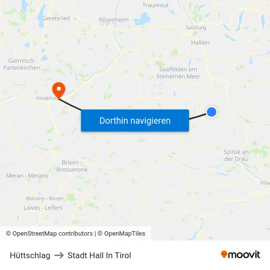 Hüttschlag to Stadt Hall In Tirol map