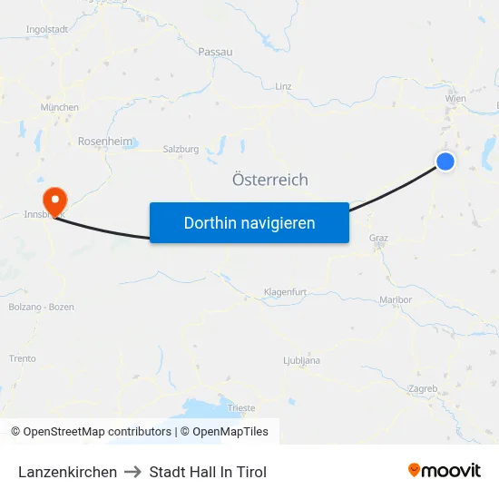 Lanzenkirchen to Stadt Hall In Tirol map