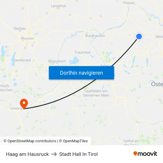 Haag am Hausruck to Stadt Hall In Tirol map