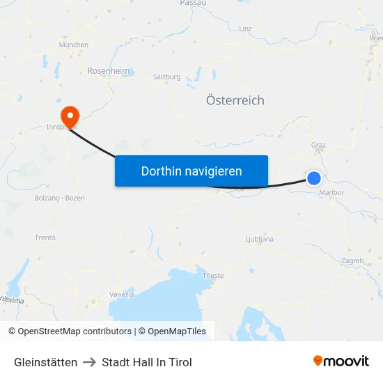 Gleinstätten to Stadt Hall In Tirol map