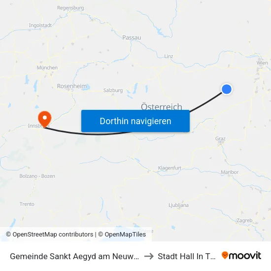 Gemeinde Sankt Aegyd am Neuwalde to Stadt Hall In Tirol map
