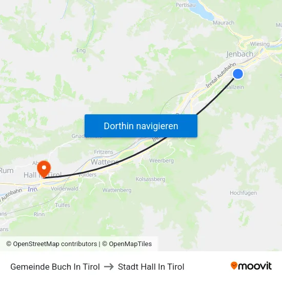 Gemeinde Buch In Tirol to Stadt Hall In Tirol map
