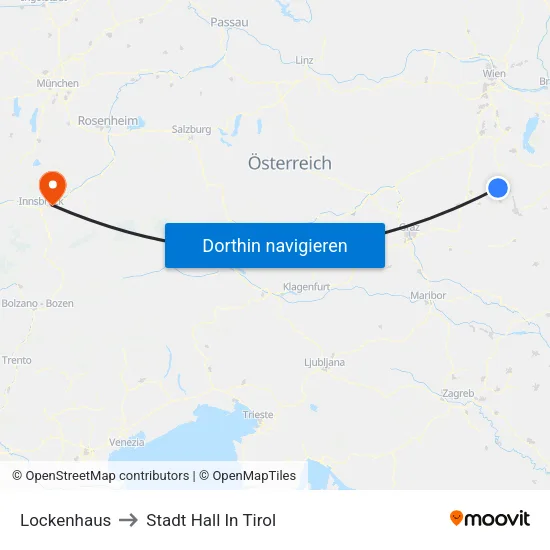 Lockenhaus to Stadt Hall In Tirol map