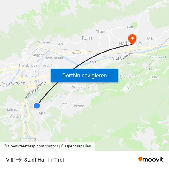 Vill to Stadt Hall In Tirol map