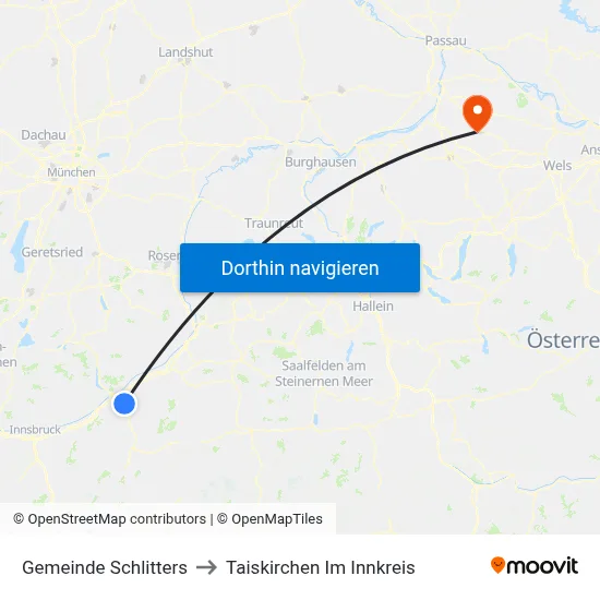 Gemeinde Schlitters to Taiskirchen Im Innkreis map