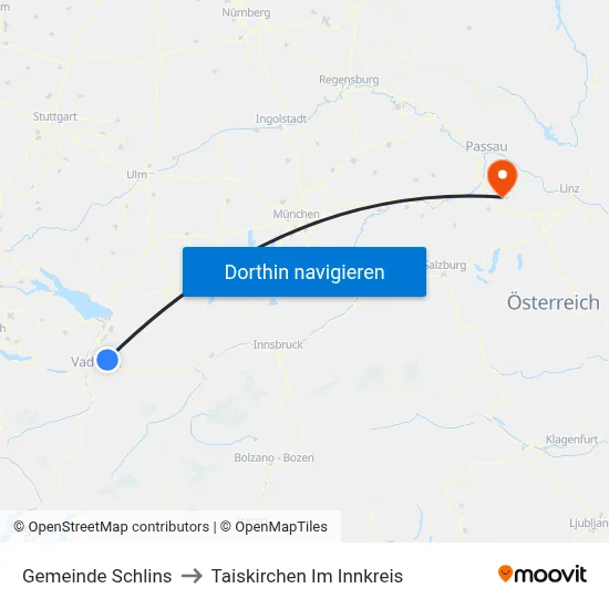 Gemeinde Schlins to Taiskirchen Im Innkreis map