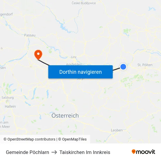 Gemeinde Pöchlarn to Taiskirchen Im Innkreis map