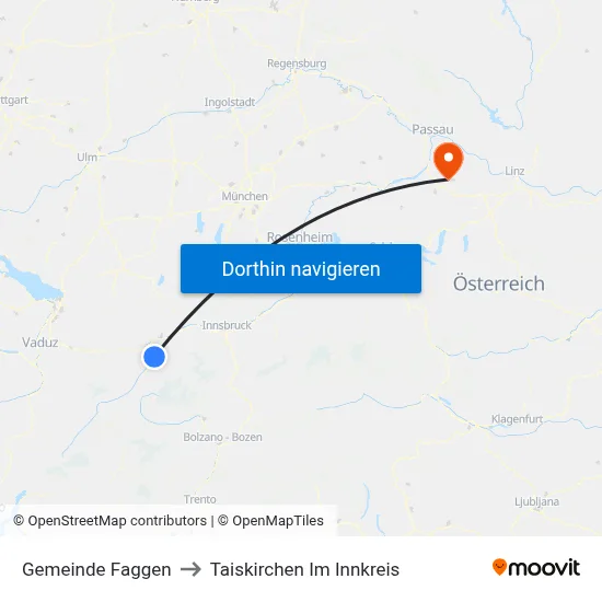 Gemeinde Faggen to Taiskirchen Im Innkreis map
