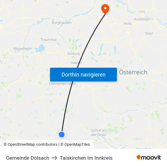 Gemeinde Dölsach to Taiskirchen Im Innkreis map