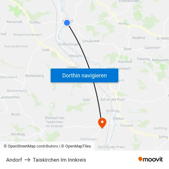 Andorf to Taiskirchen Im Innkreis map