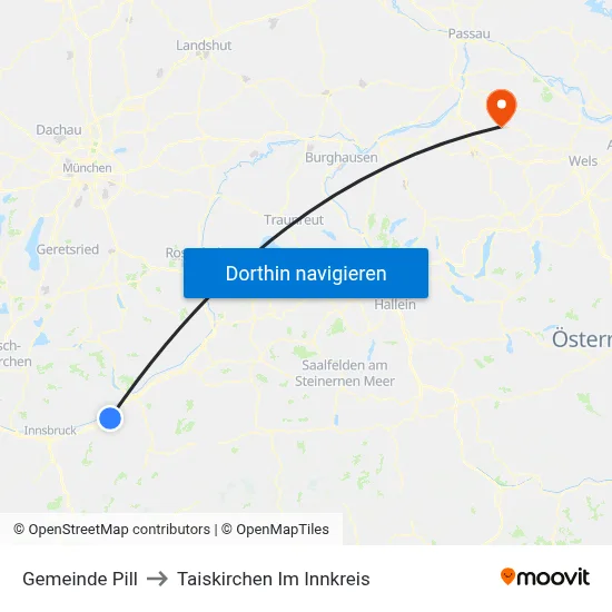 Gemeinde Pill to Taiskirchen Im Innkreis map