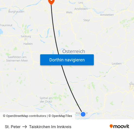 St. Peter to Taiskirchen Im Innkreis map