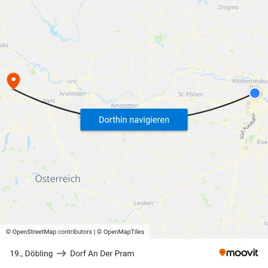 19., Döbling to Dorf An Der Pram map