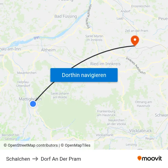 Schalchen to Dorf An Der Pram map