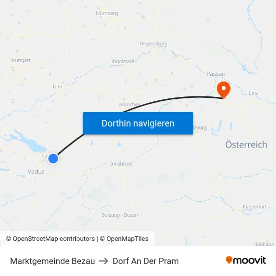 Marktgemeinde Bezau to Dorf An Der Pram map