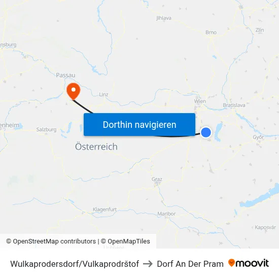 Wulkaprodersdorf/Vulkaprodrštof to Dorf An Der Pram map