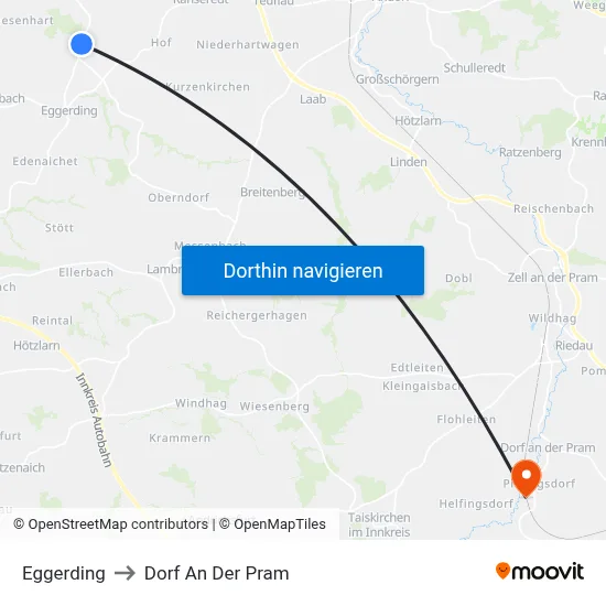 Eggerding to Dorf An Der Pram map