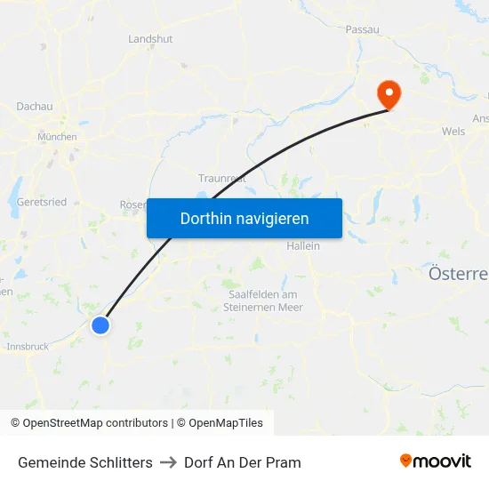 Gemeinde Schlitters to Dorf An Der Pram map