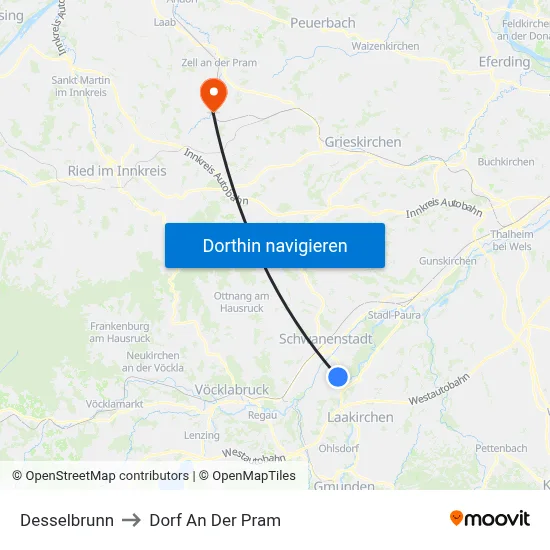 Desselbrunn to Dorf An Der Pram map