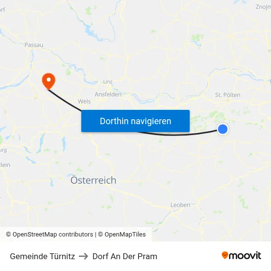 Gemeinde Türnitz to Dorf An Der Pram map