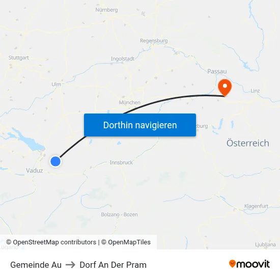 Gemeinde Au to Dorf An Der Pram map