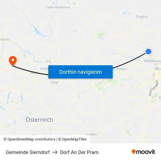 Gemeinde Sierndorf to Dorf An Der Pram map