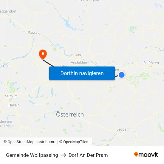 Gemeinde Wolfpassing to Dorf An Der Pram map