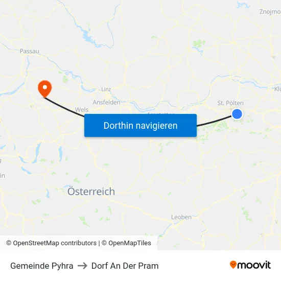Gemeinde Pyhra to Dorf An Der Pram map