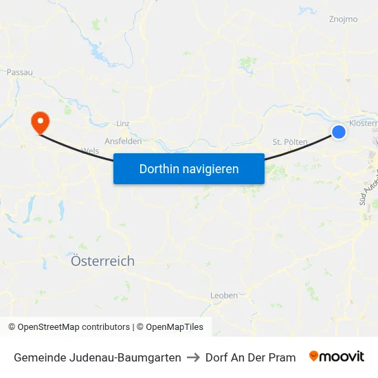 Gemeinde Judenau-Baumgarten to Dorf An Der Pram map