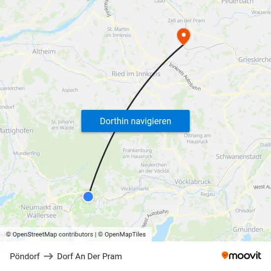 Pöndorf to Dorf An Der Pram map