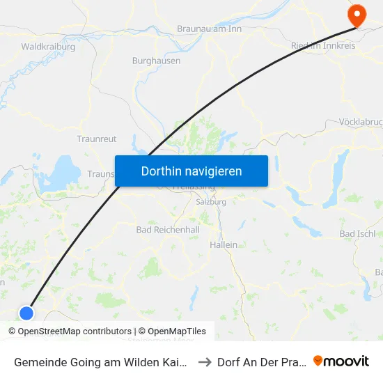 Gemeinde Going am Wilden Kaiser to Dorf An Der Pram map