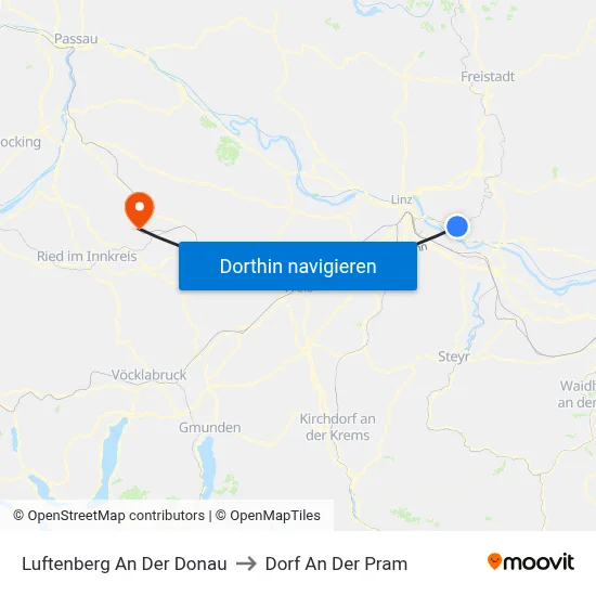 Luftenberg An Der Donau to Dorf An Der Pram map