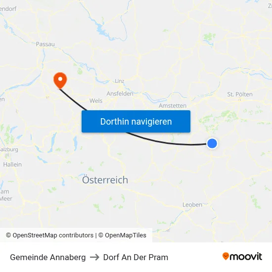 Gemeinde Annaberg to Dorf An Der Pram map