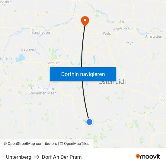 Unternberg to Dorf An Der Pram map