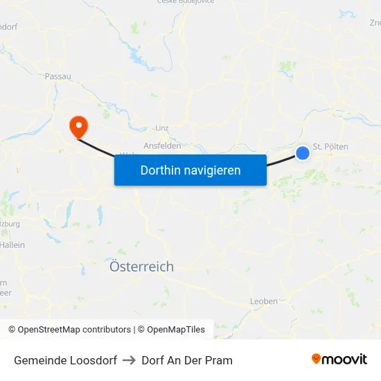Gemeinde Loosdorf to Dorf An Der Pram map