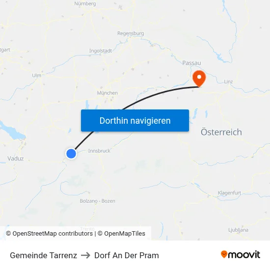 Gemeinde Tarrenz to Dorf An Der Pram map