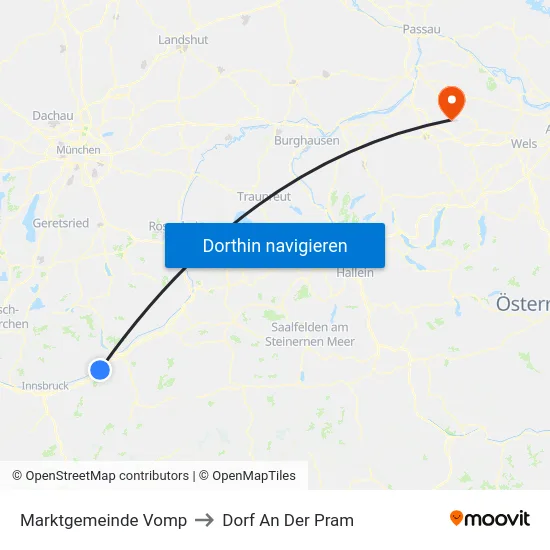 Marktgemeinde Vomp to Dorf An Der Pram map