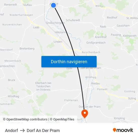 Andorf to Dorf An Der Pram map
