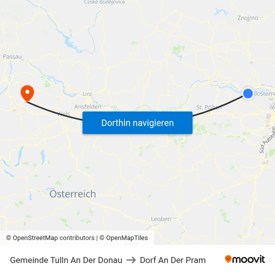 Gemeinde Tulln An Der Donau to Dorf An Der Pram map