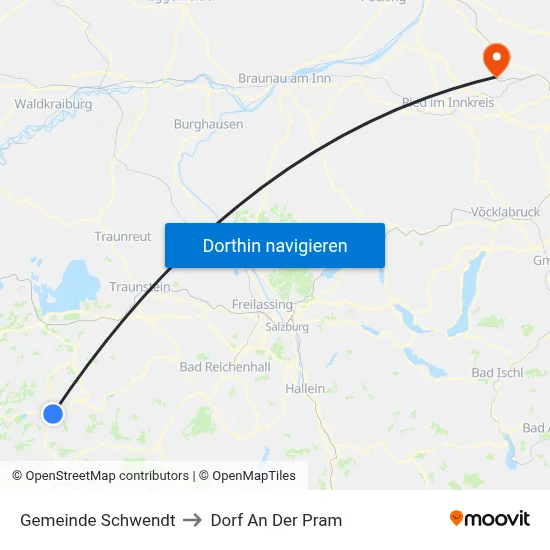Gemeinde Schwendt to Dorf An Der Pram map