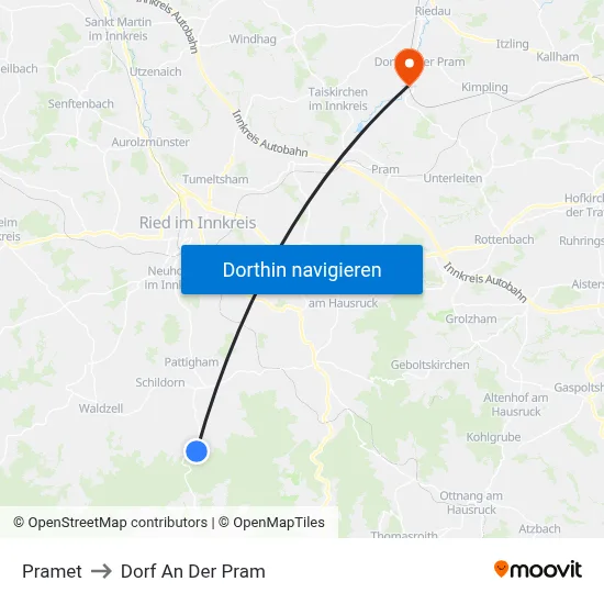 Pramet to Dorf An Der Pram map